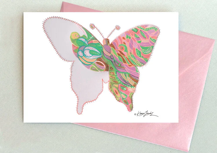 N048 Butterfly 5 in. x 7 in.  Colored Pencil / Blank Inside