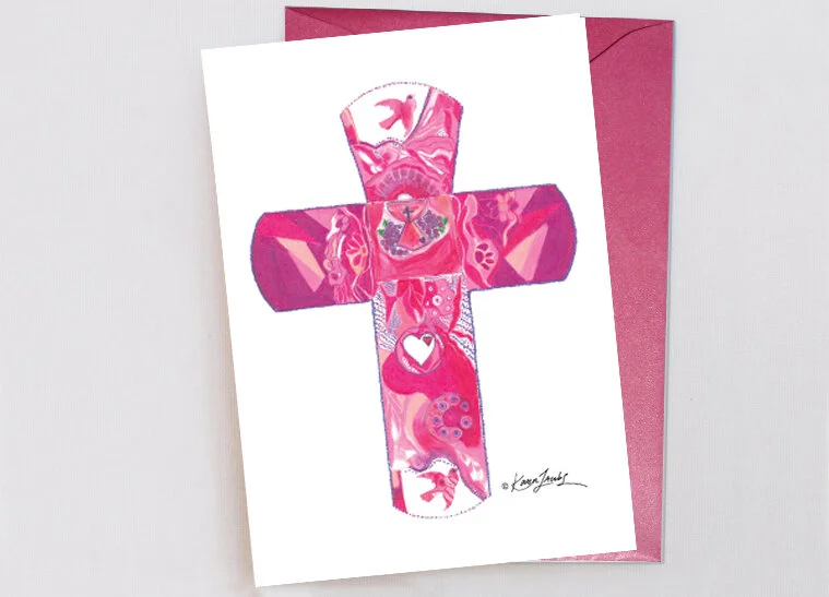 RO67 Pink Cross 5 in. x 7 in. Colored Pencil