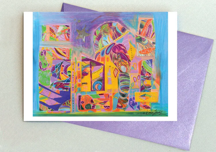 A080 Abstract Scene 5 in. x 7 in. Colored Pencil / Blank Inside