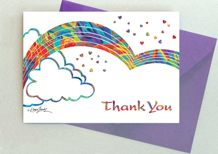 TY069 Rainbow Thank You 5 in. x 7 in. Colored Pencil / Blank Inside