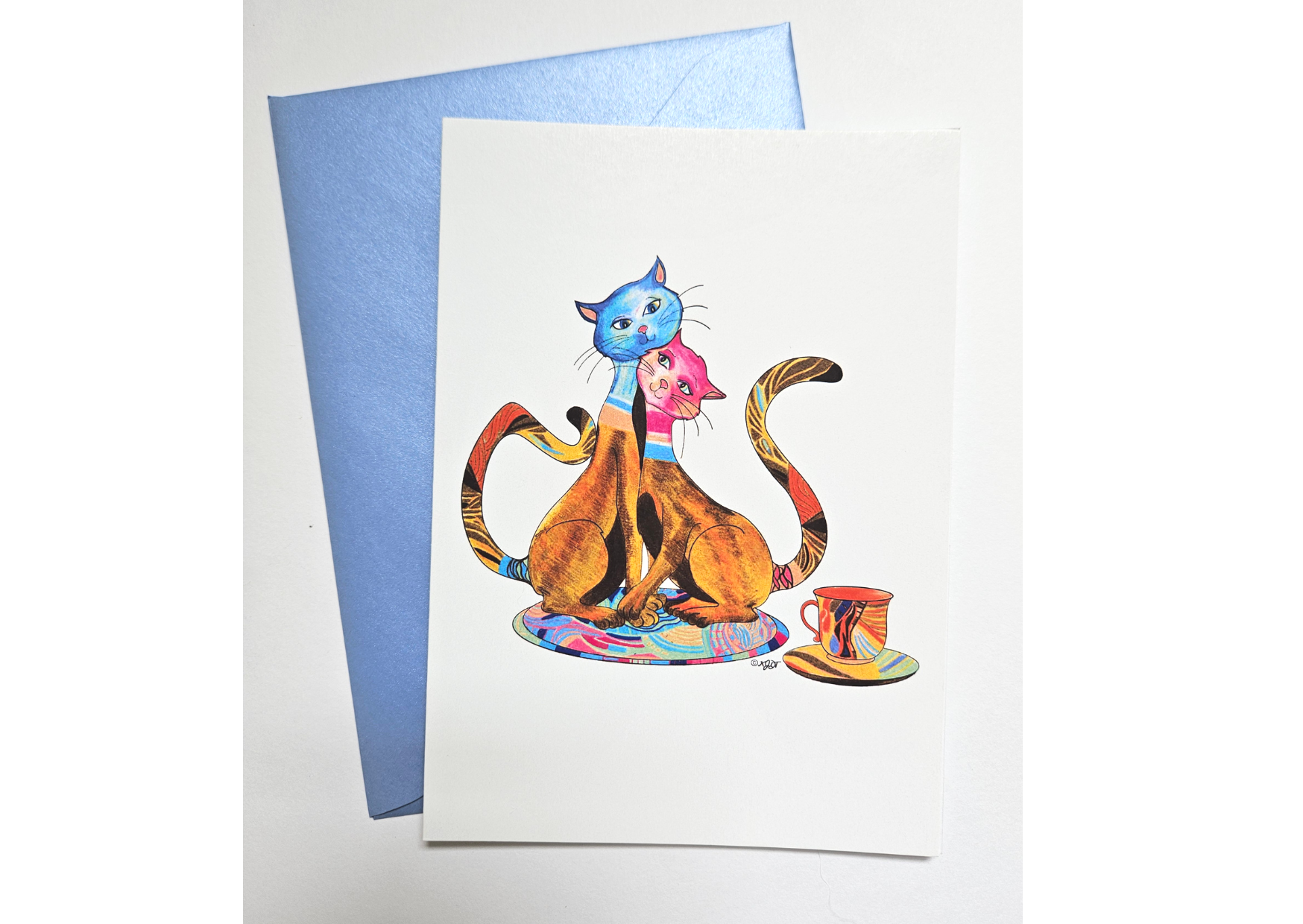 CAT075 Loving Cats 5 in. x 7 in. Colored Pencil / Blank Inside