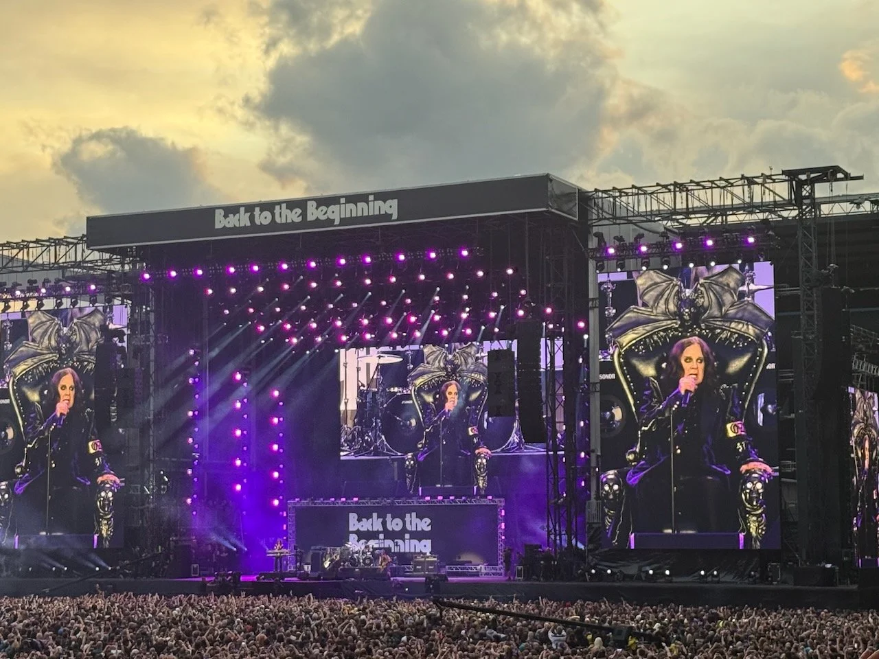 Ozzy Osbourne on stage at the Back to the Beginning event at Villa Park in Birmingham, July 5, 2025 - Photo by Mark Dauner, Rock and Roll Reclaimed
