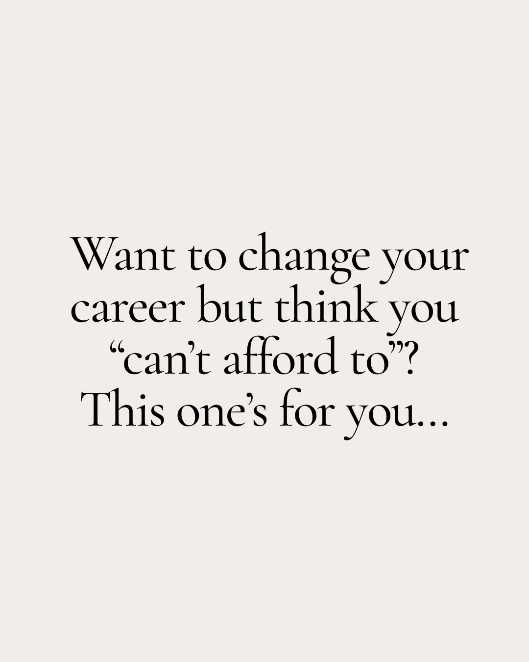 You say you &ldquo;can&rsquo;t afford&rdquo; to change careers&hellip;
But is it really about money or is it about priorities?

👉 If you want to keep every luxury exactly as it is, then yes - you&rsquo;ll need to get creative about increasing your i