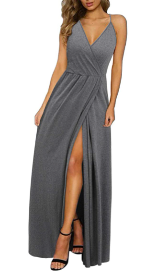  Deep V-Neck Casual Maxi Dress 