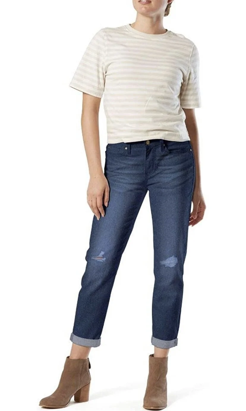  Mid Rise Slim Boyfriend Jeans