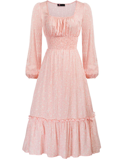  Smocked Ruffle Long Maxi Dress
