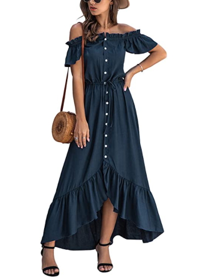 2021 Summer Off Shoulder Maxi  Long Dress 