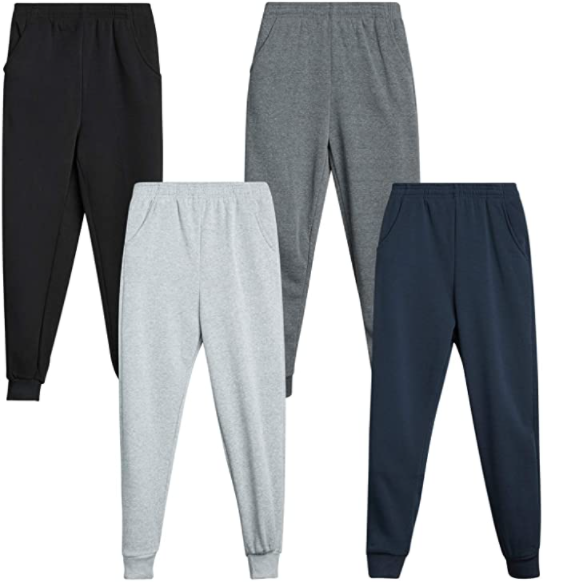 Boys’ Fleece Jogger Sweatpants for (4 Pack)