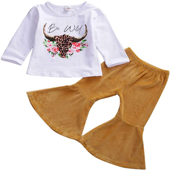 Velvet Bell Bottom Pants &amp; Shirt