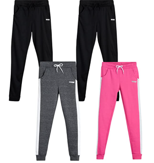  Girls’ Sweatpants - 4 Pack Active Fleece Joggers (Big Girl)