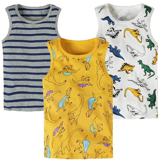 Toddler Boys Dinosaur Printed 3 Pack Undershirt