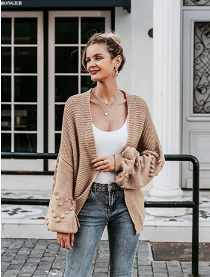  Lantern Sleeve Cardigan