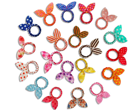 20pc Chiffon Rabbit Ear Scrunchies