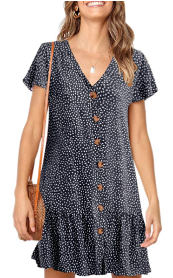  Polka Dot Ruffles Mini Dress