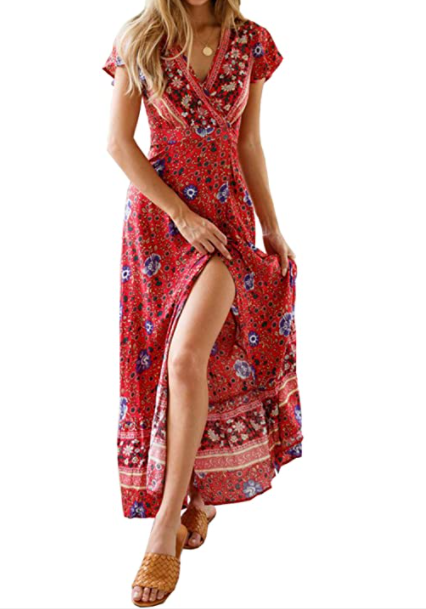  Boho Side Split Maxi Dress