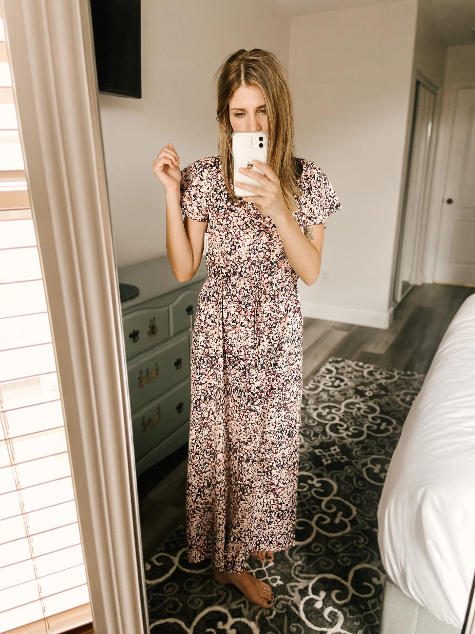 Georgette Ruffle-Sleeve Maxi Dress