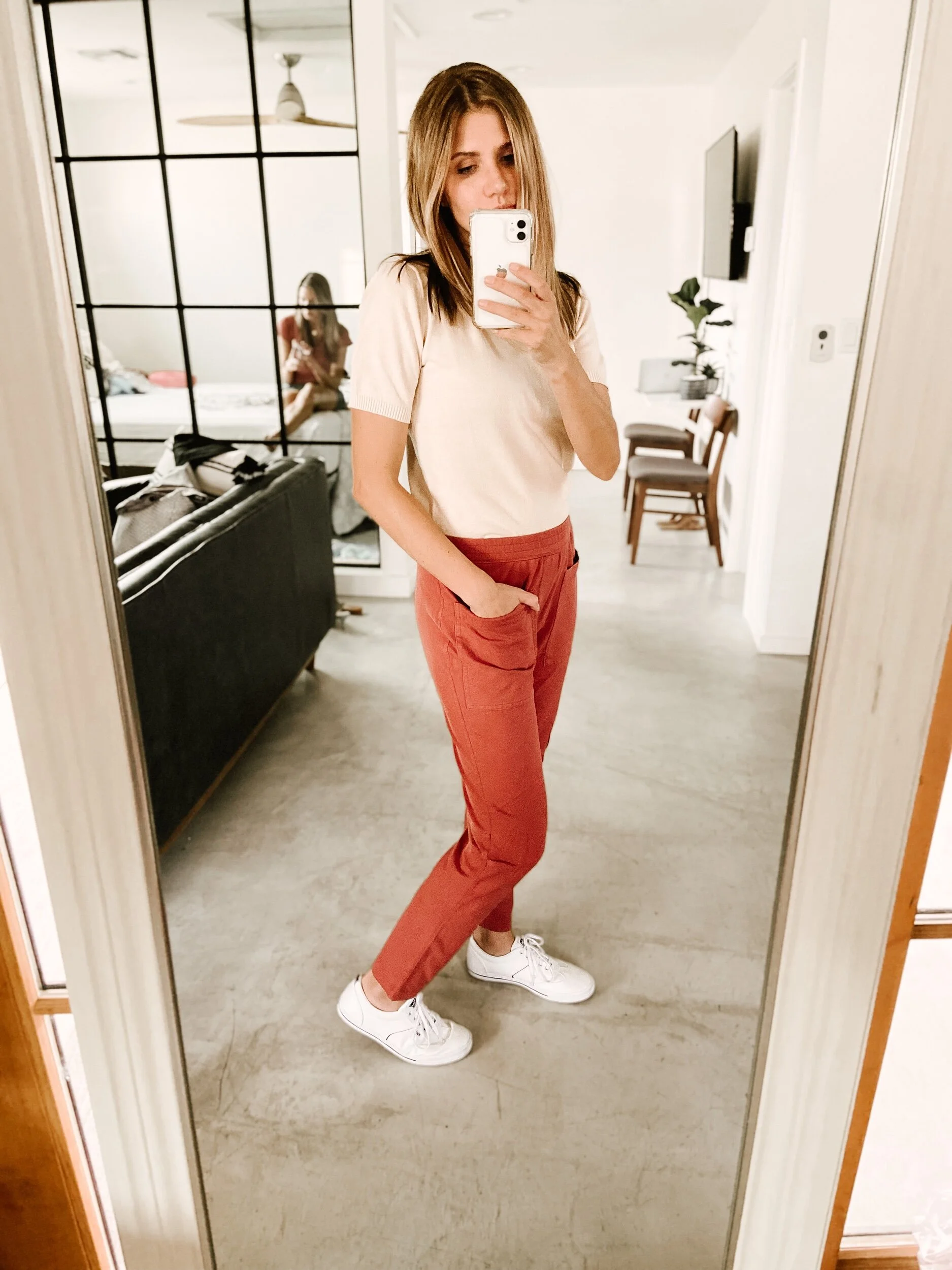 Daily Ritual Cotton Knit Twill Seamed Utility Pant