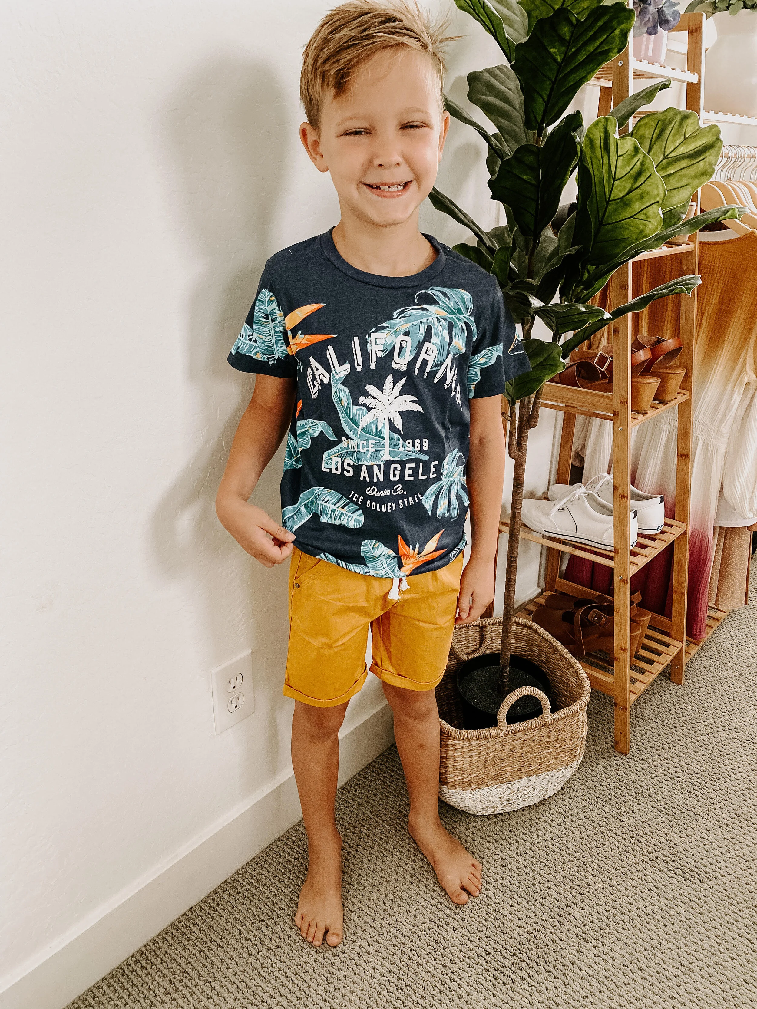 Boys Drawstring Shorts and graphic Tee