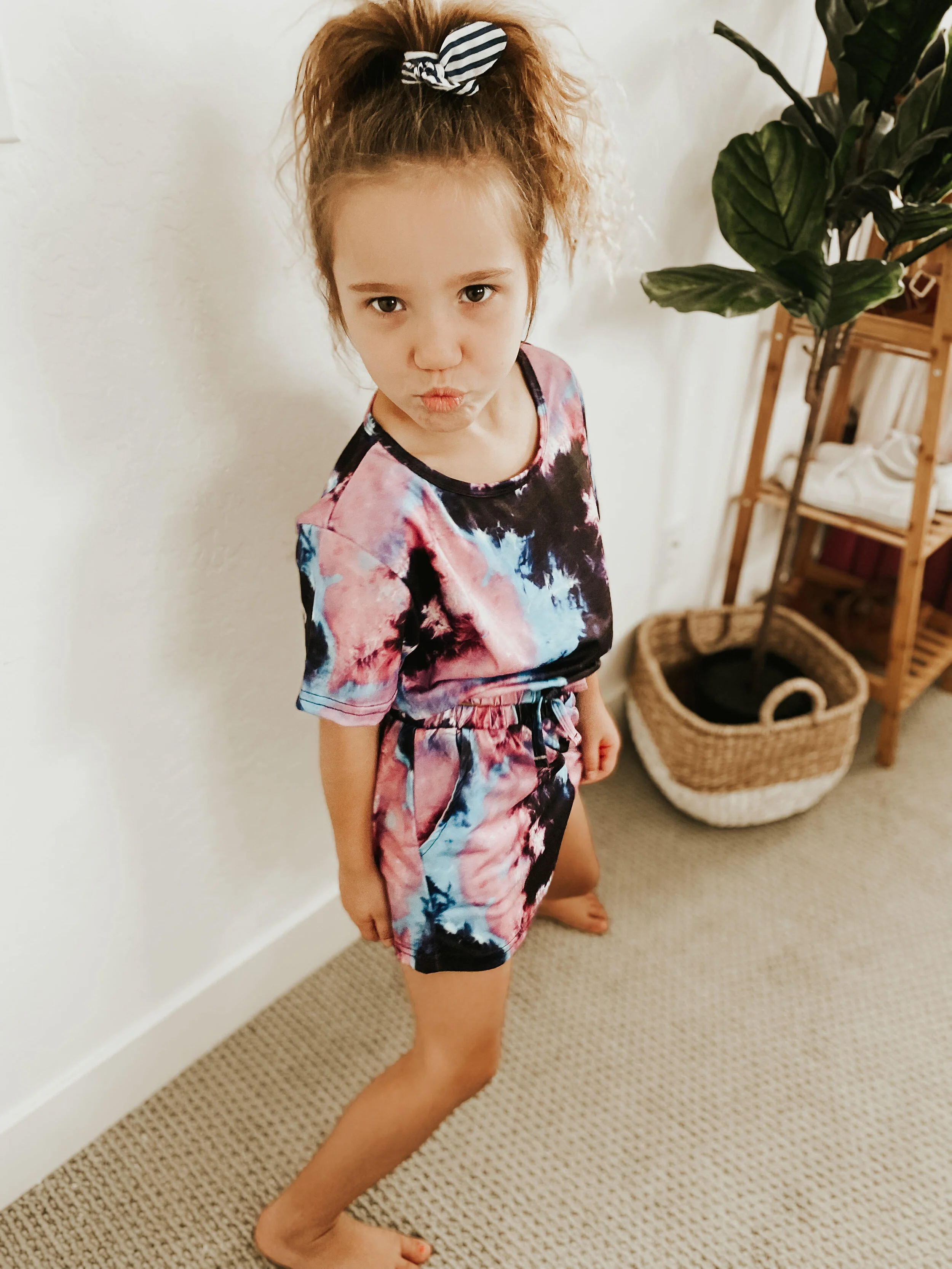 Little Girls Summer Outfit Set Tie-Dye 