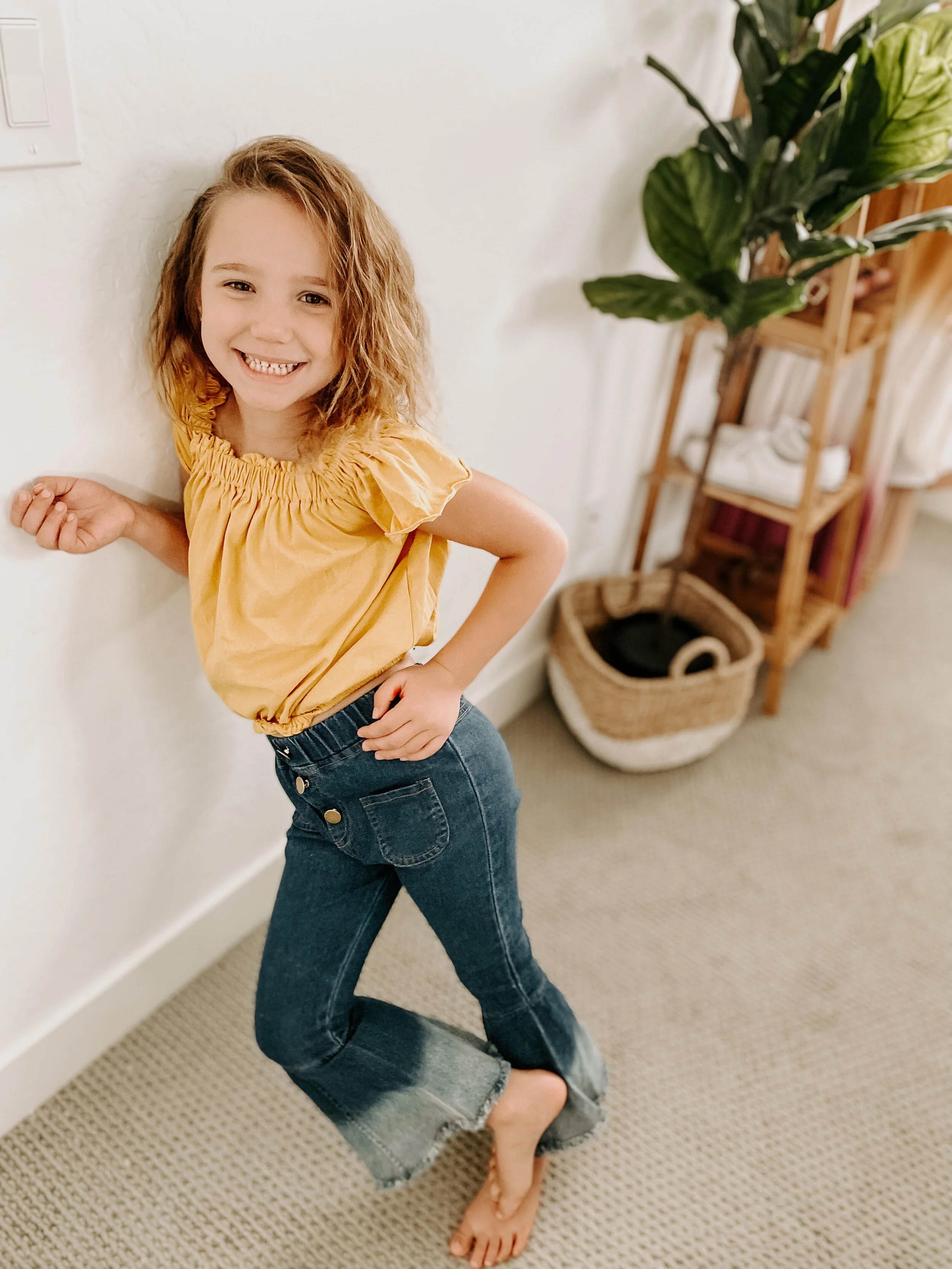 Off Shoulder Tube Top Bell Bottom Jeans Pants Summer Outfits