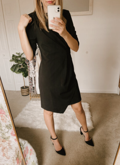Asymmetric Drape Hem Shift Dress
