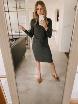  Crewneck Draped Dress