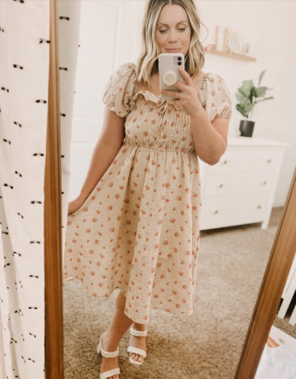 Floral Smocked Midi Dress