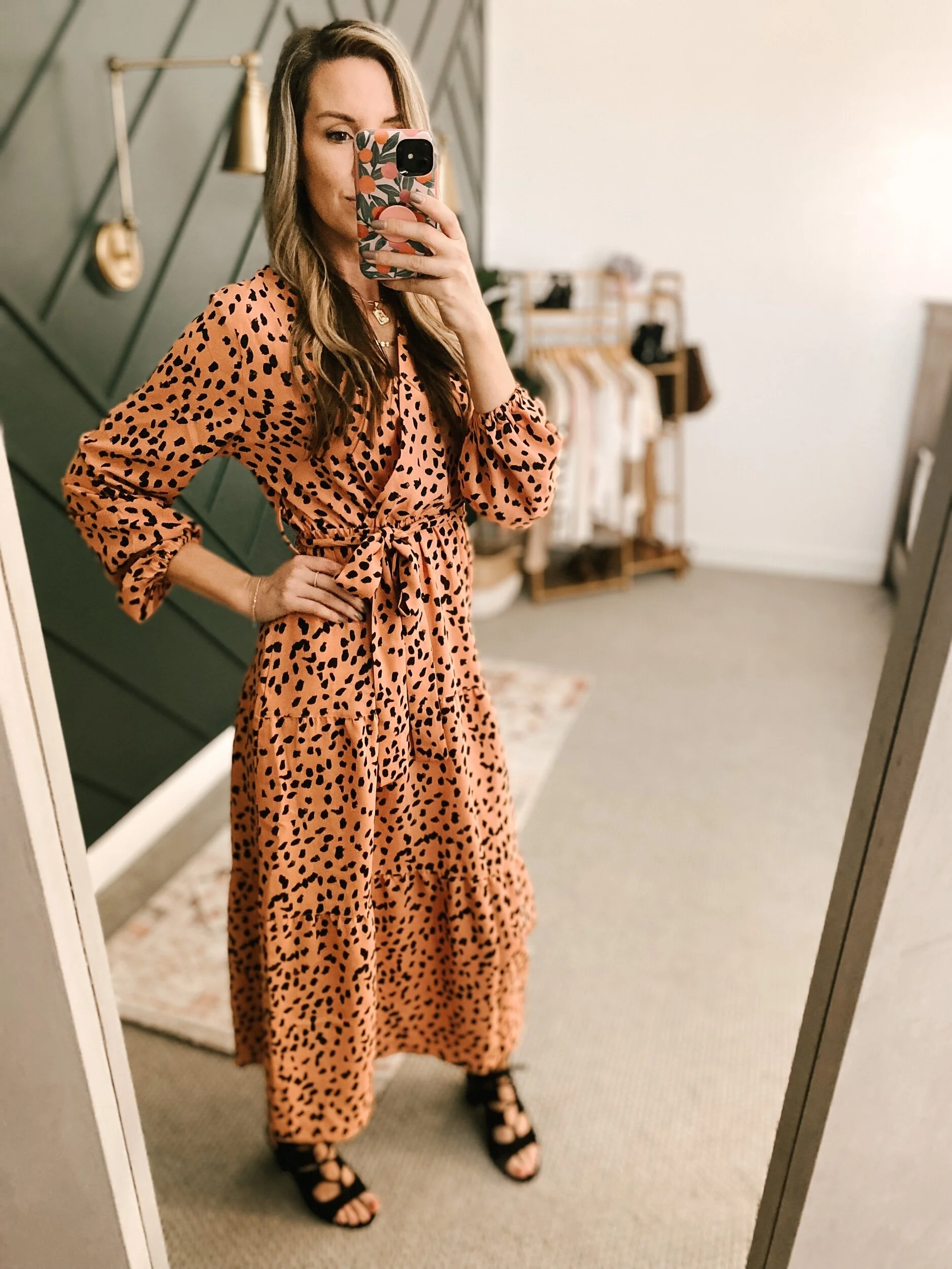 Boho Leopard Print Ruffle Maxi Dress