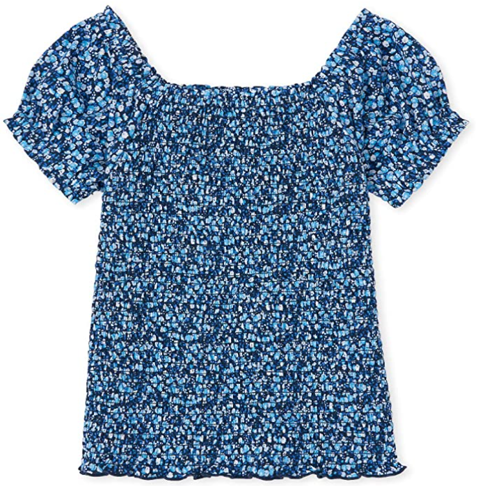 Girls' Floral Smocked Top