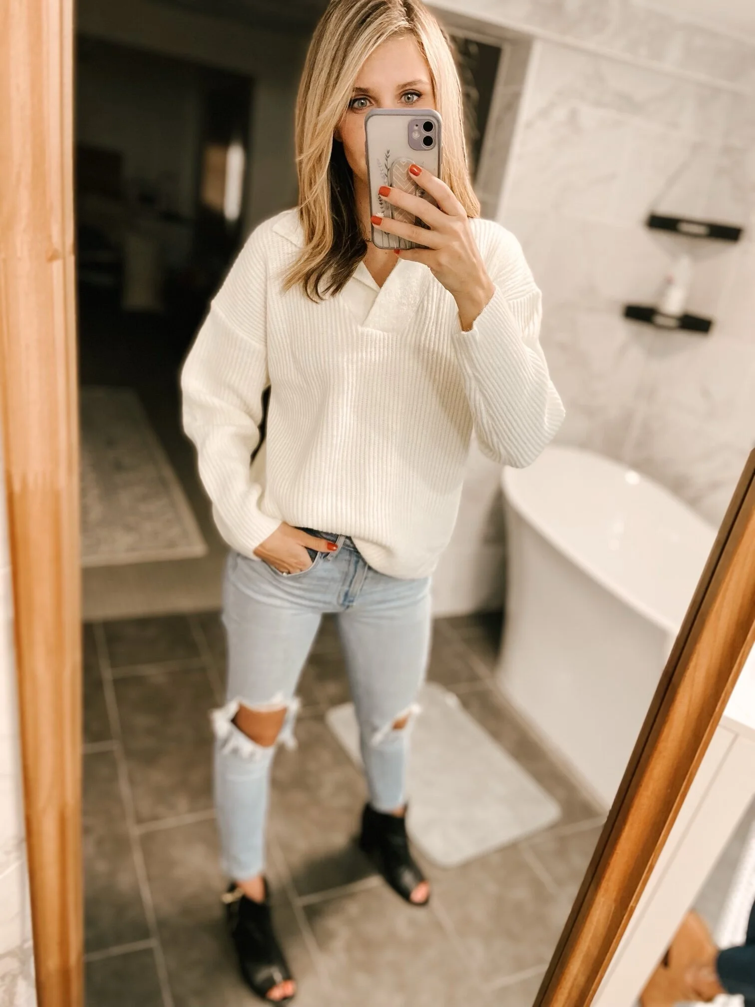 Long Sleeve V Neck Sweater