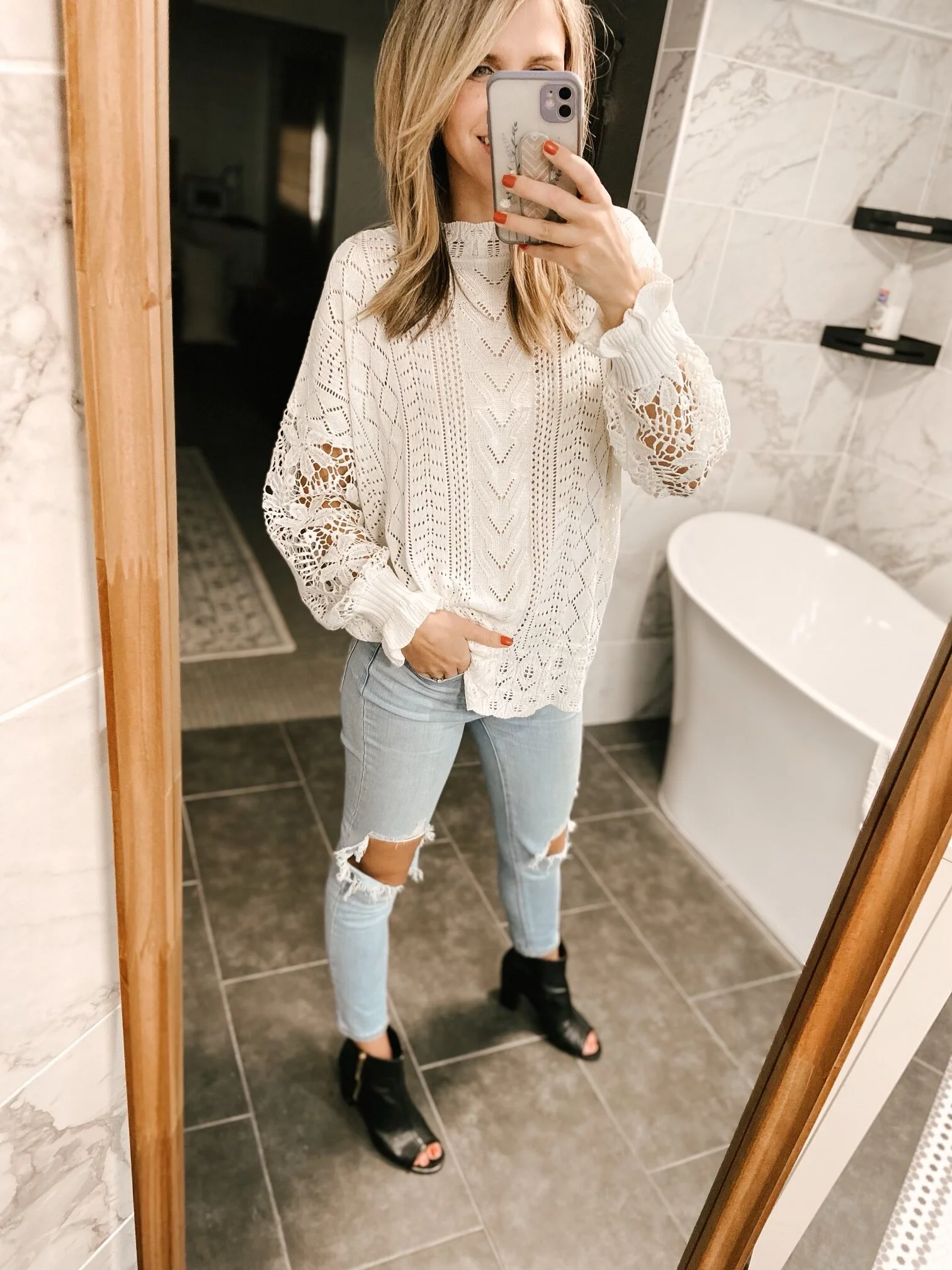 Long Sleeve Hollow Out Sweater 