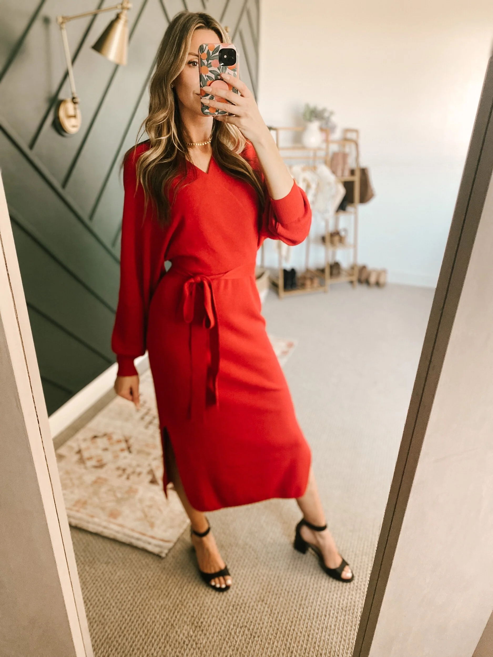 Wrap Midi Knit Sweater Dress