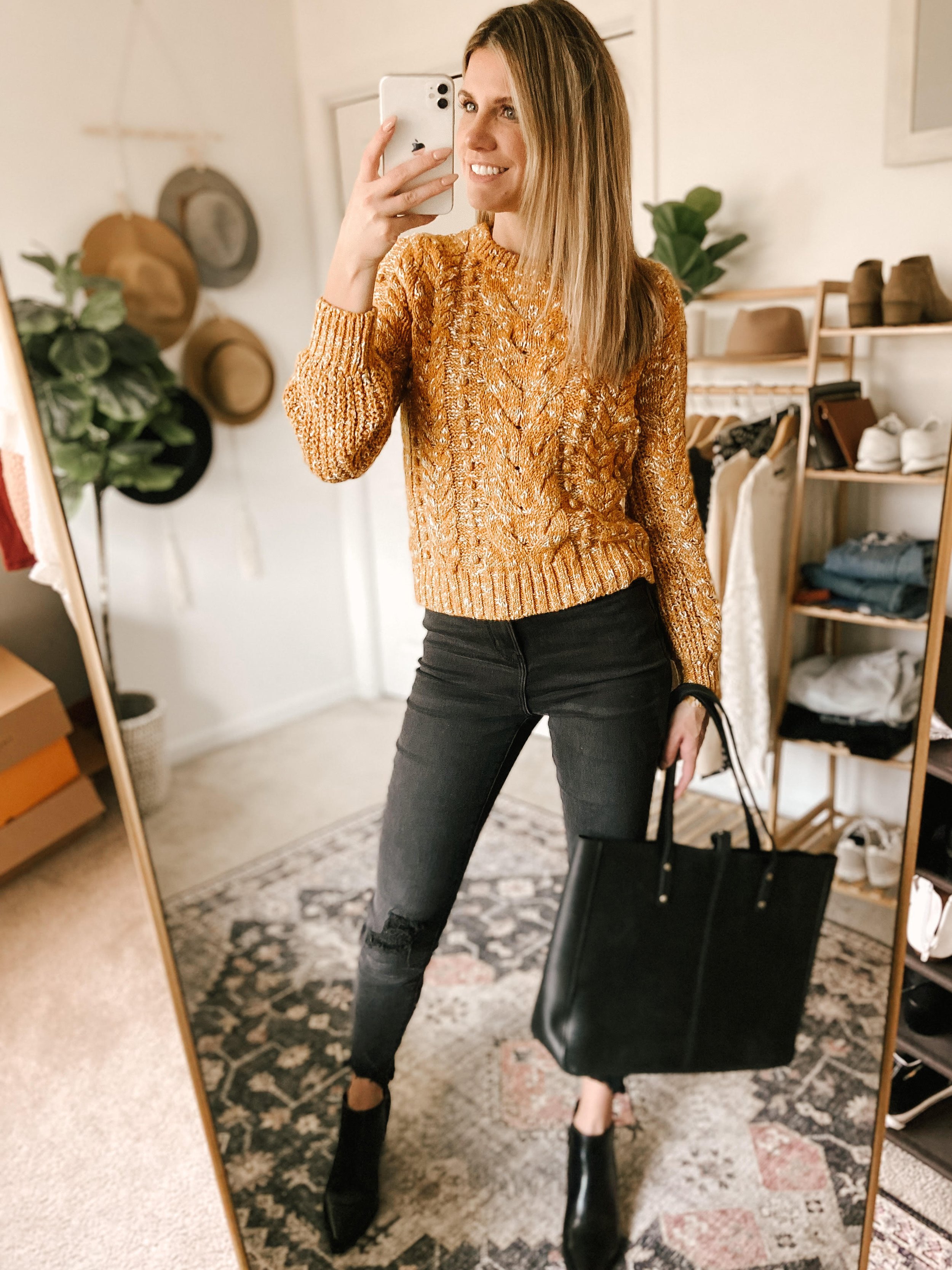 Marled Popcorn Crewneck Sweater