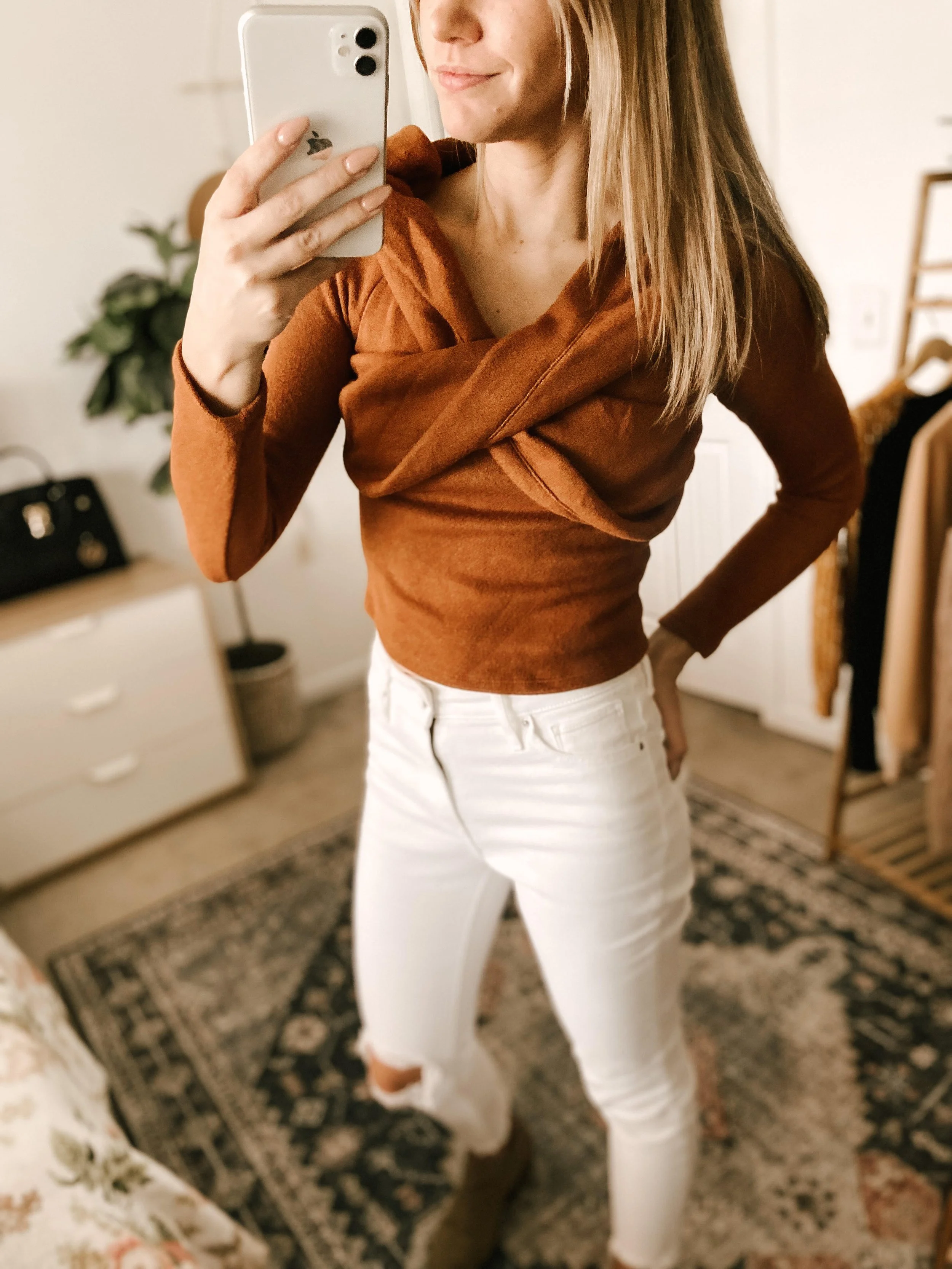 Long Sleeve Off Shoulder Wrap Sweater