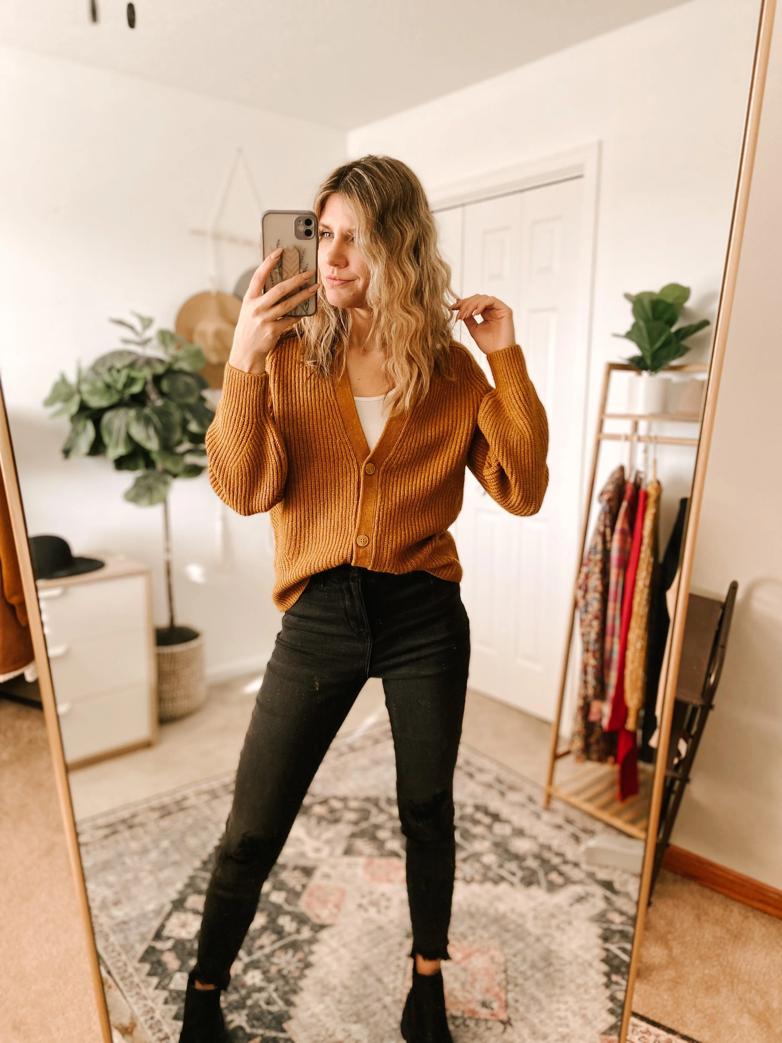 Ribbed Blouson Cardigan