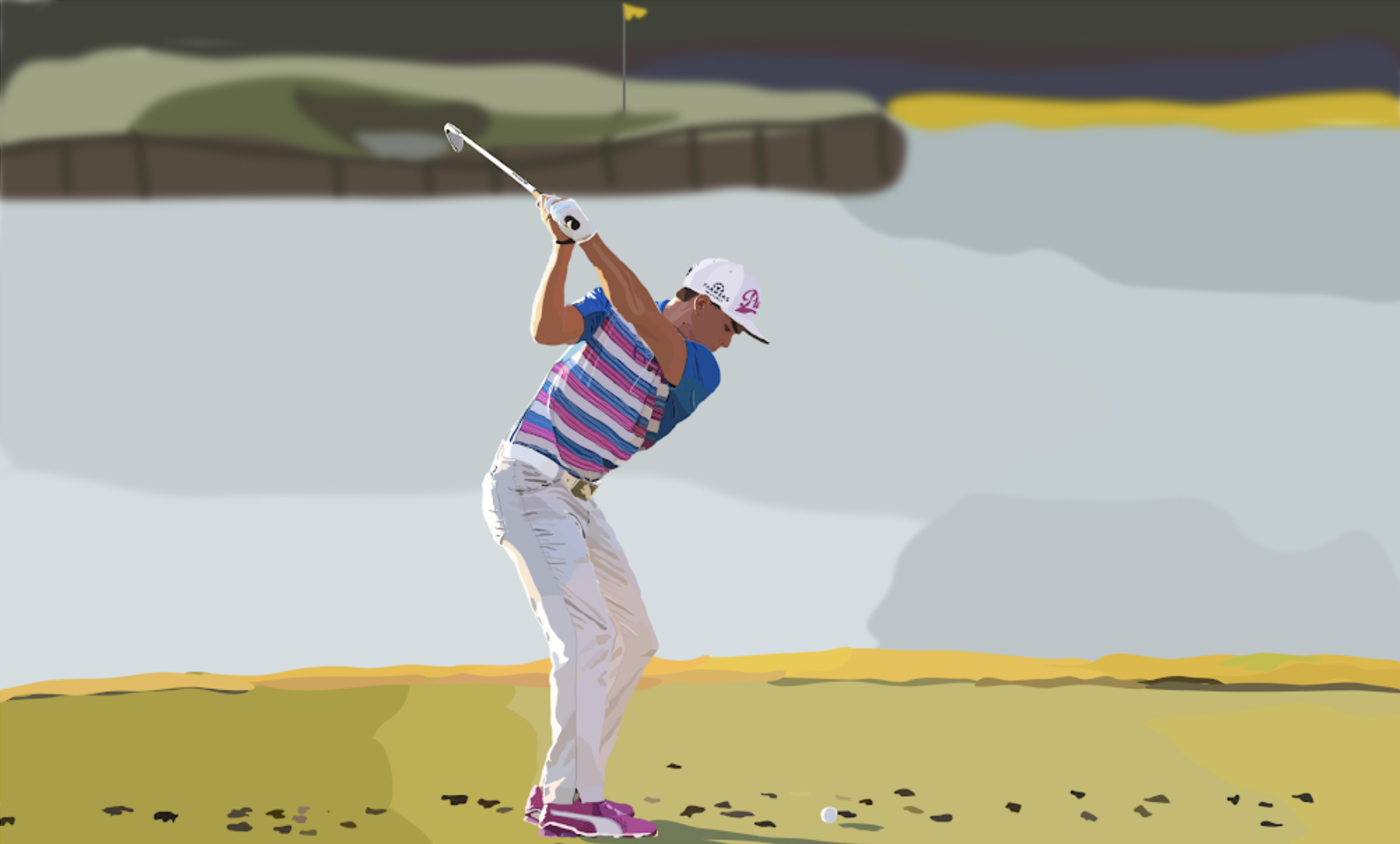 Rickie Fowler's iconic shot on Hole #16 at TPC Sawgrass as he was en route to win the 2015 Players Championship.