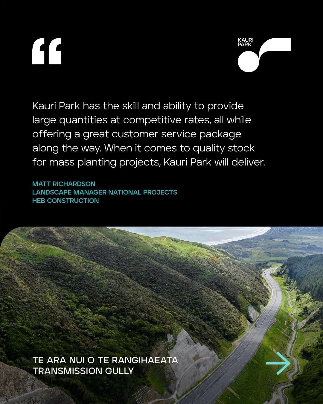 Feedback like this reflects the work our team puts in every day.

On a project the size of Transmission Gully, having reliable supply is critical. That means growing quality stock in large volumes, keeping it consistent across every batch, and gettin