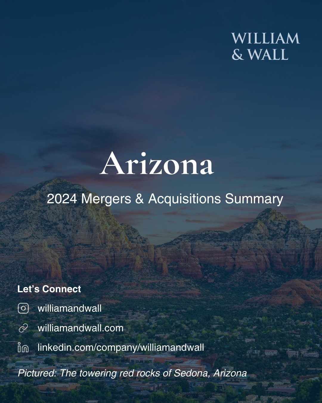 William & Wall’s 2024 Arizona M&A Report highlights M&A volume and recent trends across the state. Clear data and takeaways for business owners, investors, and business professionals alike.
.
.
.
#williamandwall #investmentbanking #