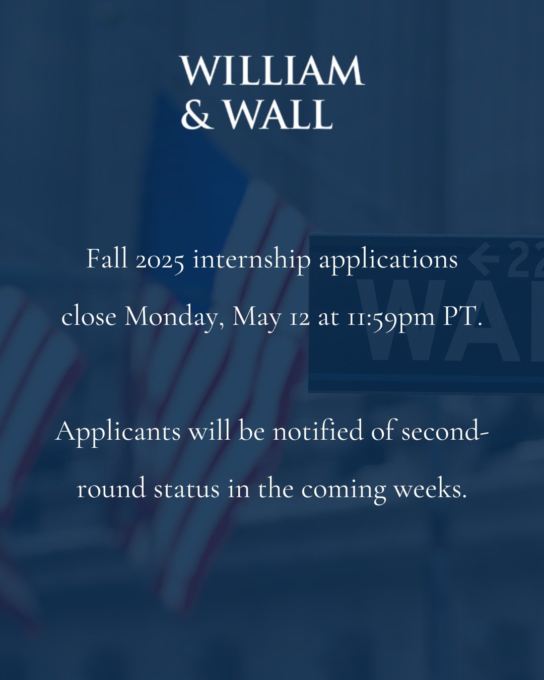 Fall internship applications are due tonight at midnight Pacific.
.
.
.
#WilliamAndWall #CorporateValuation #Macroeconomics #FederalSpending #BusinessValuationExpert #SellMyBusinessArizona #Inflation #InterestRates #EconomicPolicy #investmentbanking