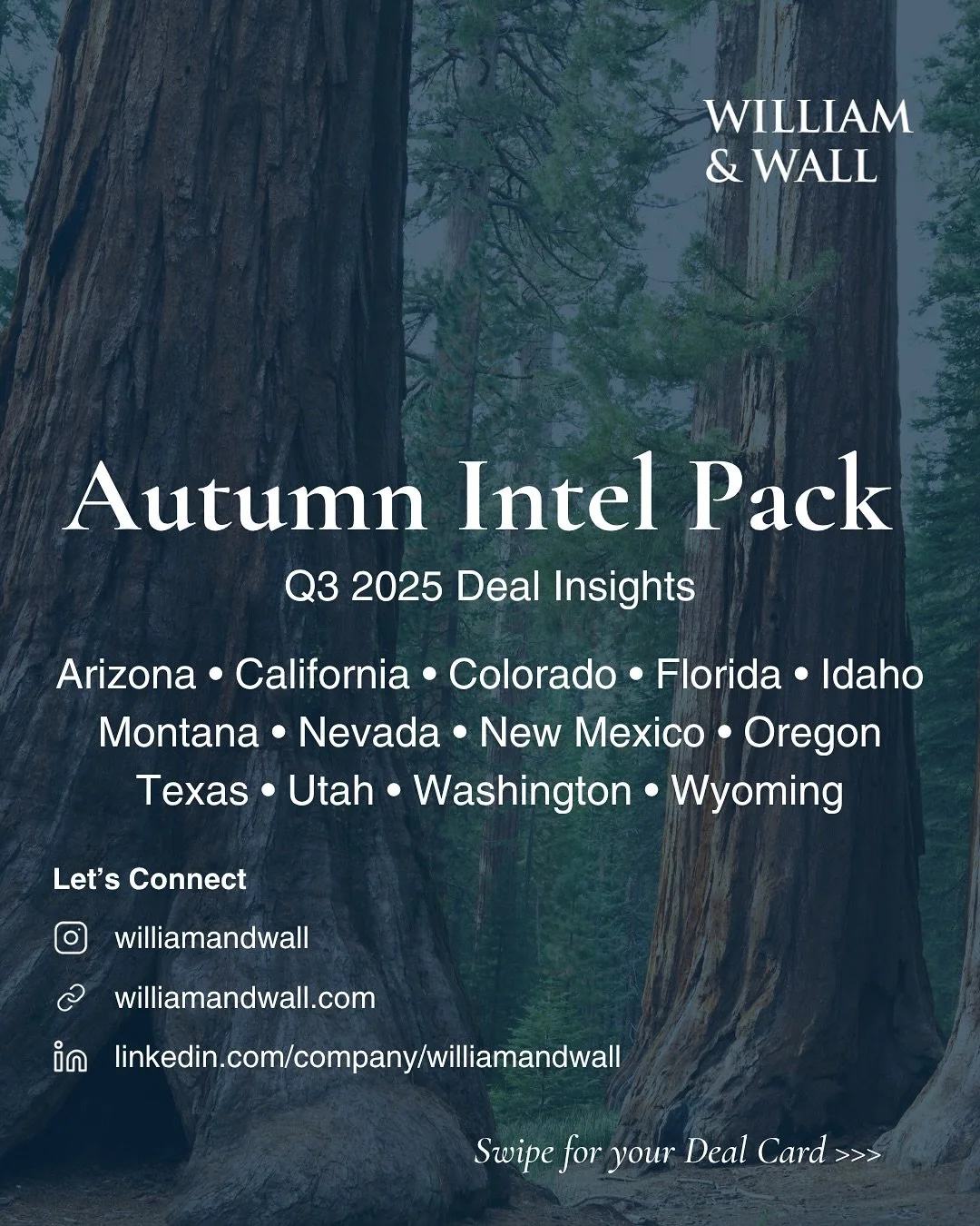 Fresh off the wire 🚀 &mdash; our Q3 2025 M&amp;A Intel Pack is live! Now spanning 13 states + National, with new coverage in Oregon, Washington, Wyoming, Idaho, and Montana. From Texas to California and beyond, swipe through your favorite deal card 