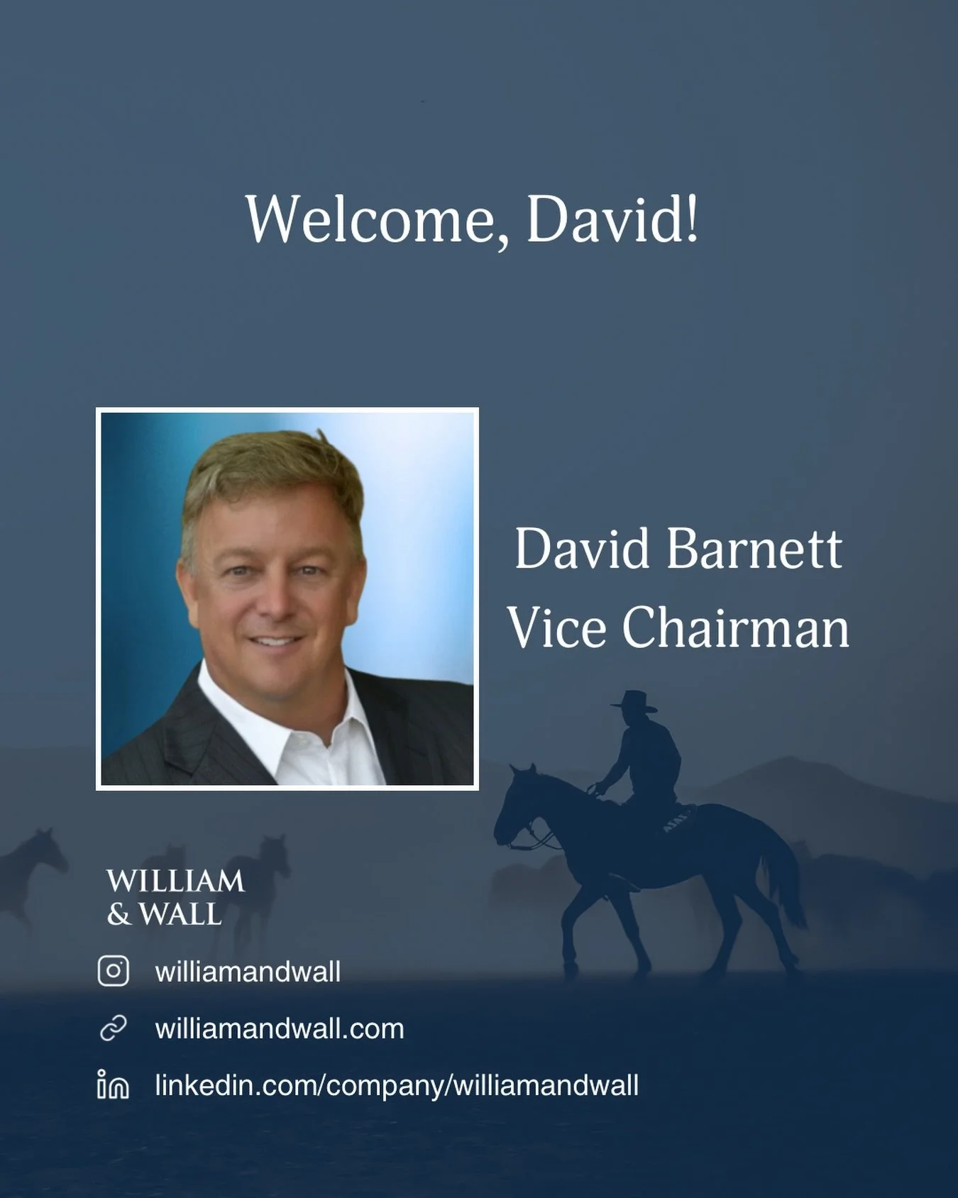 We are thrilled to welcome David Barnett to the William &amp; Wall team!