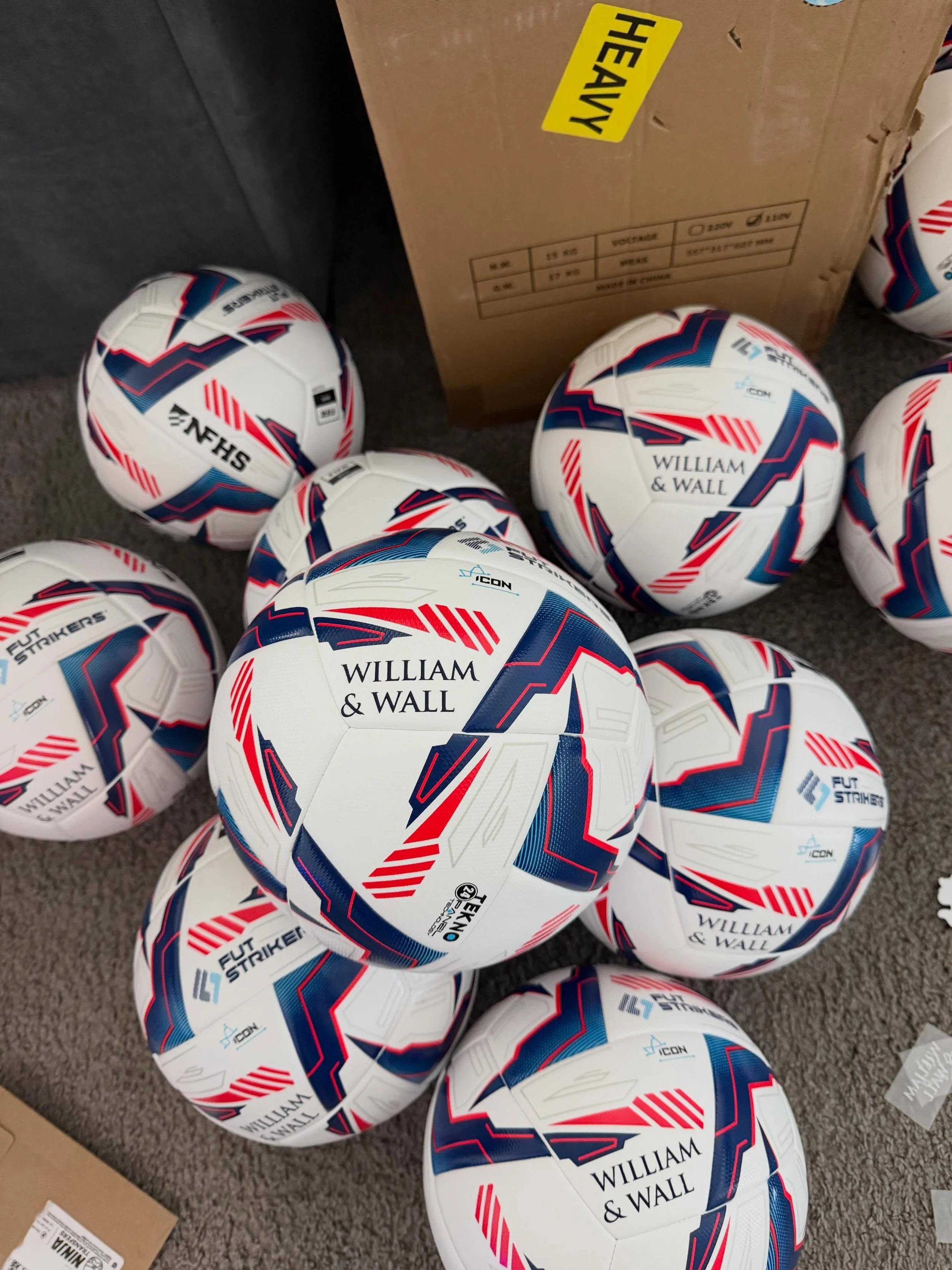 Thank you to @futstrikers.club , the official sponsor of the William &amp; Wall World Cup Challenge. The match balls have arrived and will be awarded to our Top 3 finishers at the conclusion of the tournament. A fun way for our team and community to 