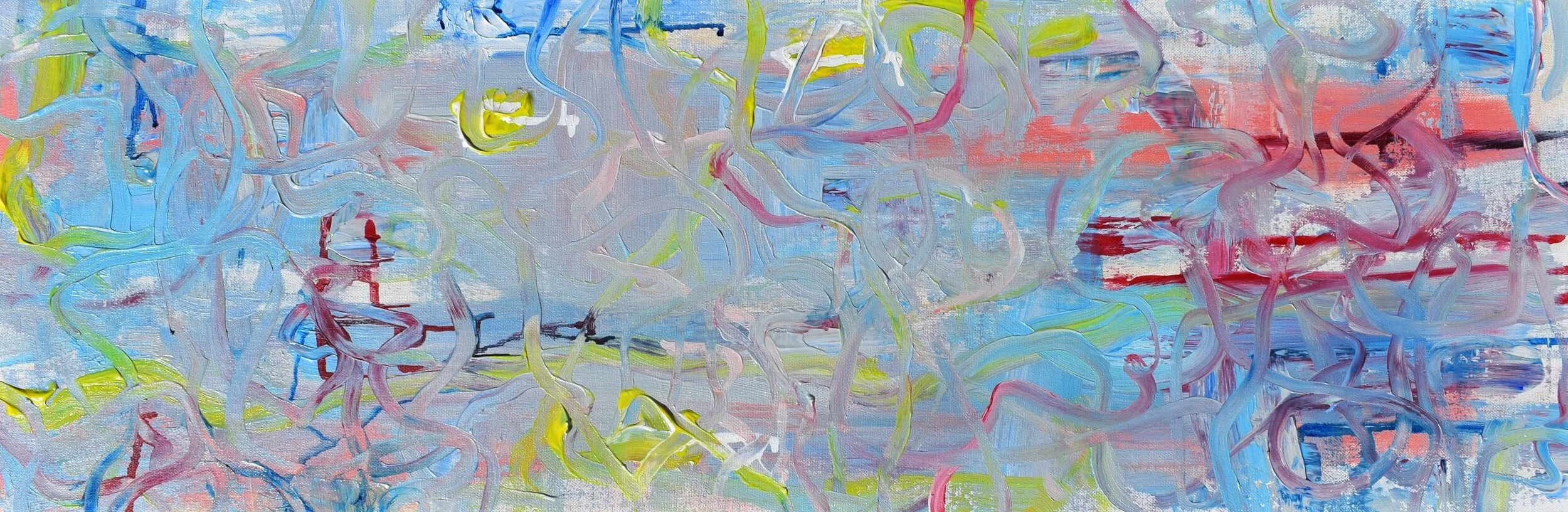 "Tangled", Acrylic and Ink on Canvas, 12" x 36"