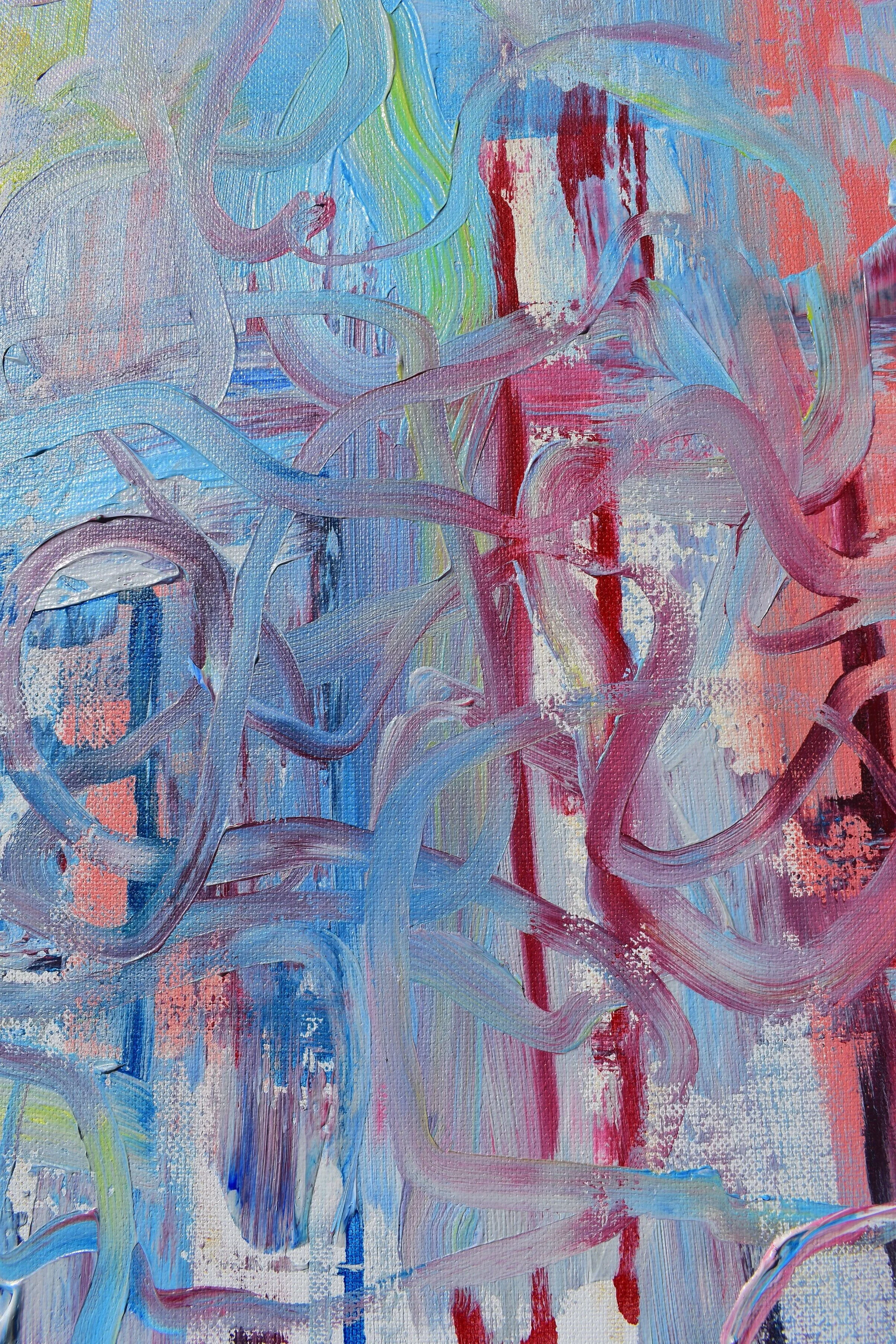 "Tangled", Acrylic and Ink on Canvas, 12" x 36"