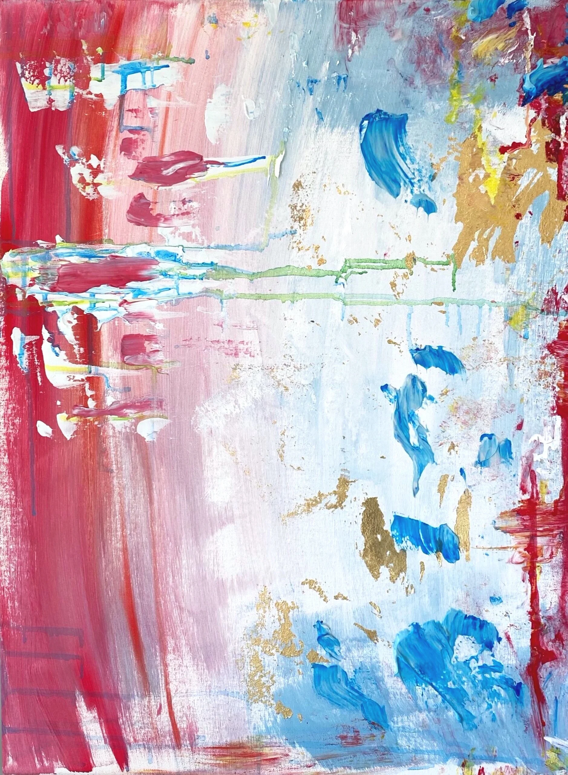 "Euphoria" , Acrylic and Gold Foil on Canvas, 22" x 28", AVAILABLE