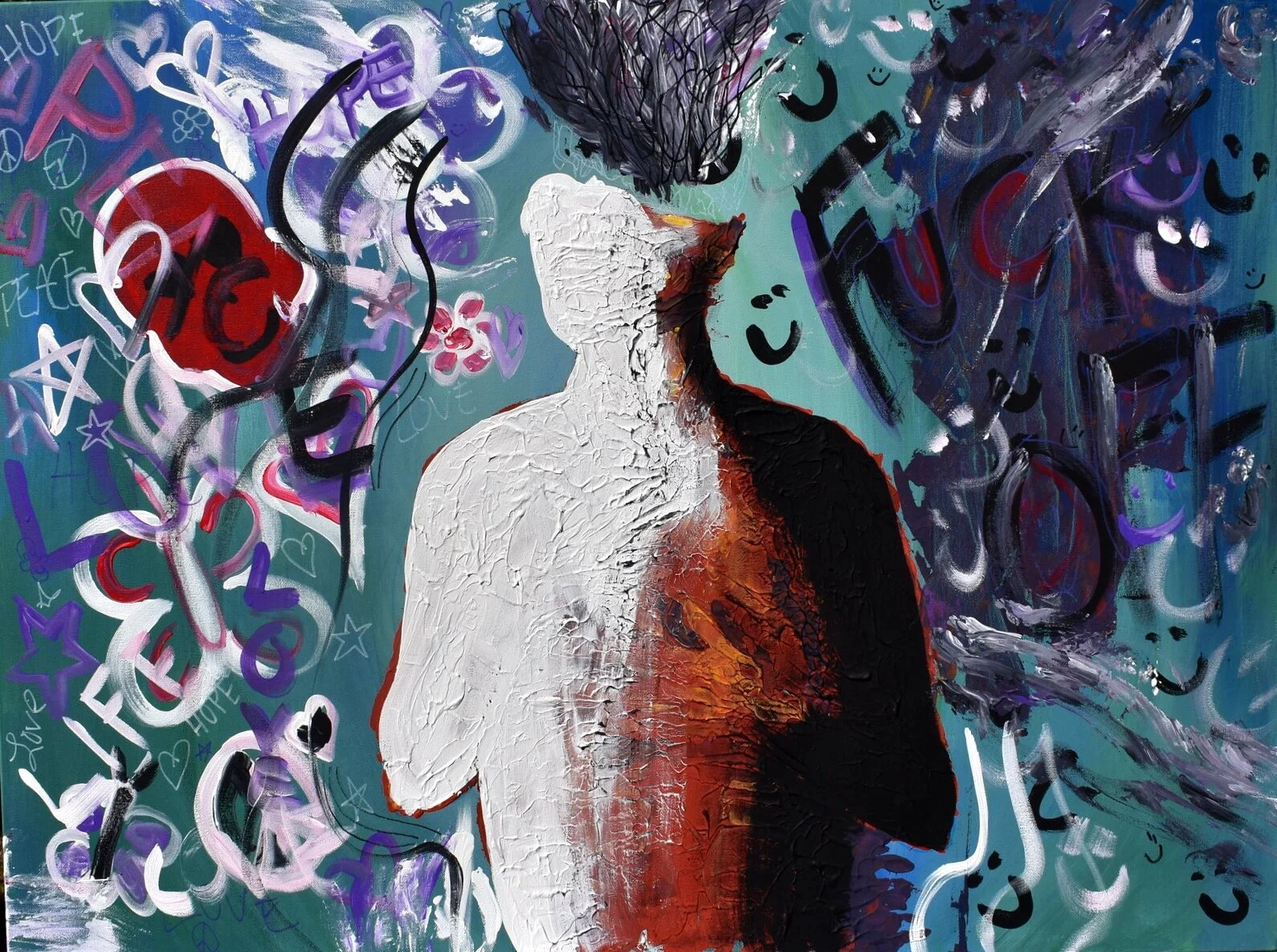 "Fuck 2020", Mixed Media on Canvas, 40" x 30"