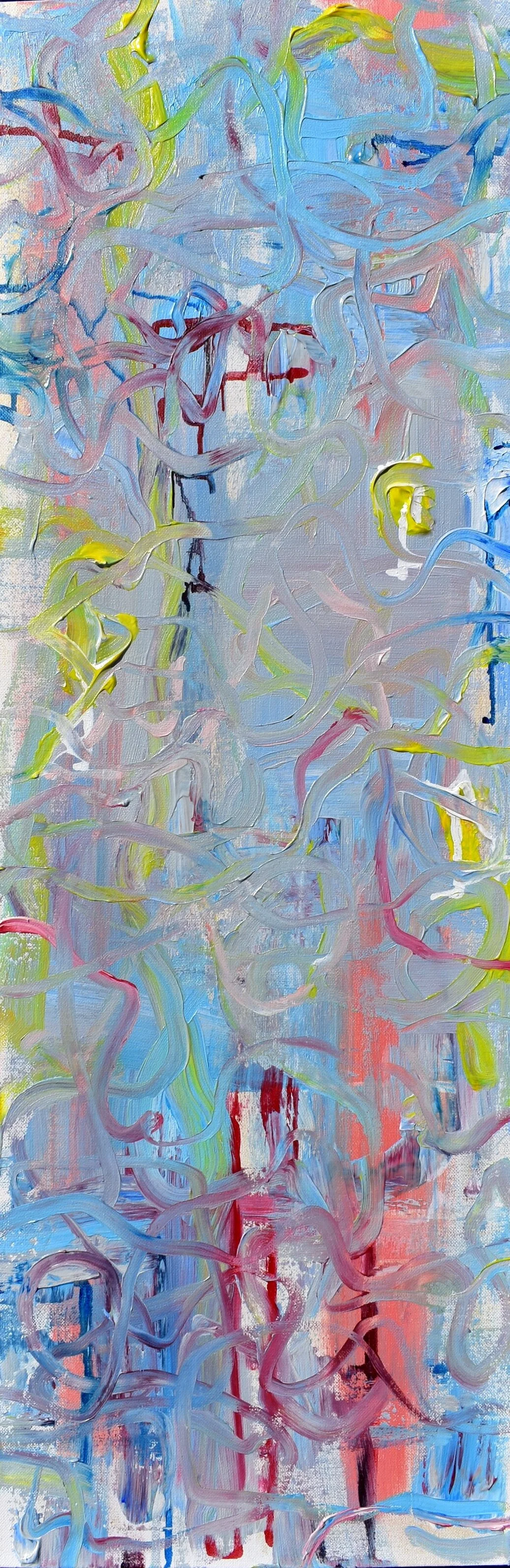 "Tangled", Acrylic and Ink on Canvas, 12" x 36" Mixed Media on Canvas, AVAILABLE