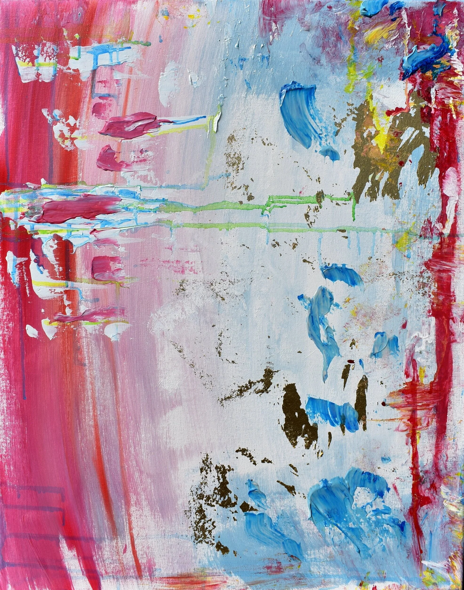 Euphoria" , Acrylic and Gold Foil on Canvas, 22" x 28", AVAILABLE