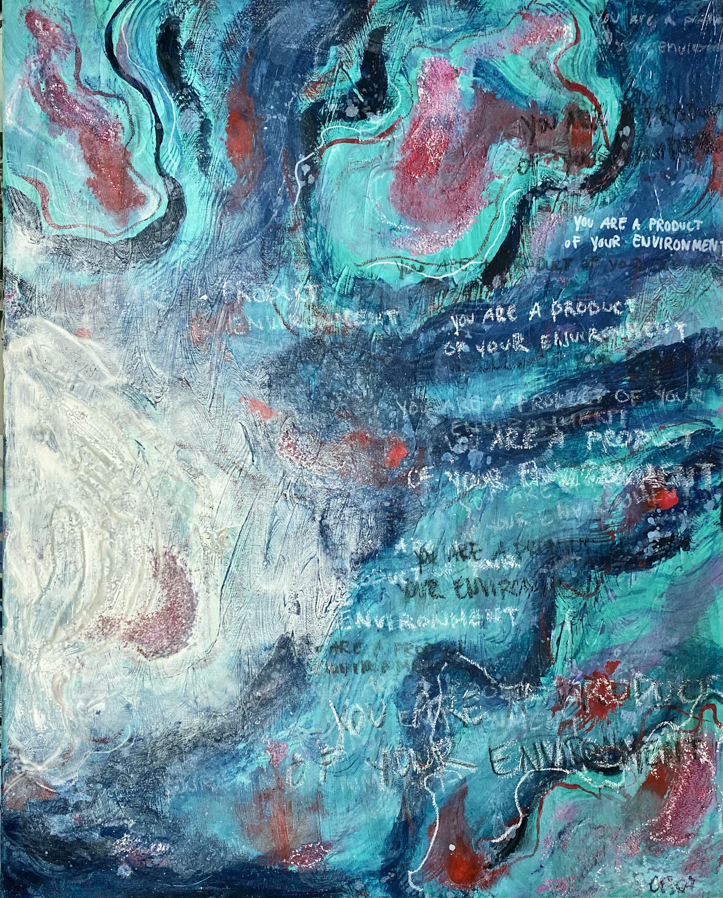 "Euphoria" , Acrylic and Gold Foil on Canvas, 22" x 28", AVAILABLE