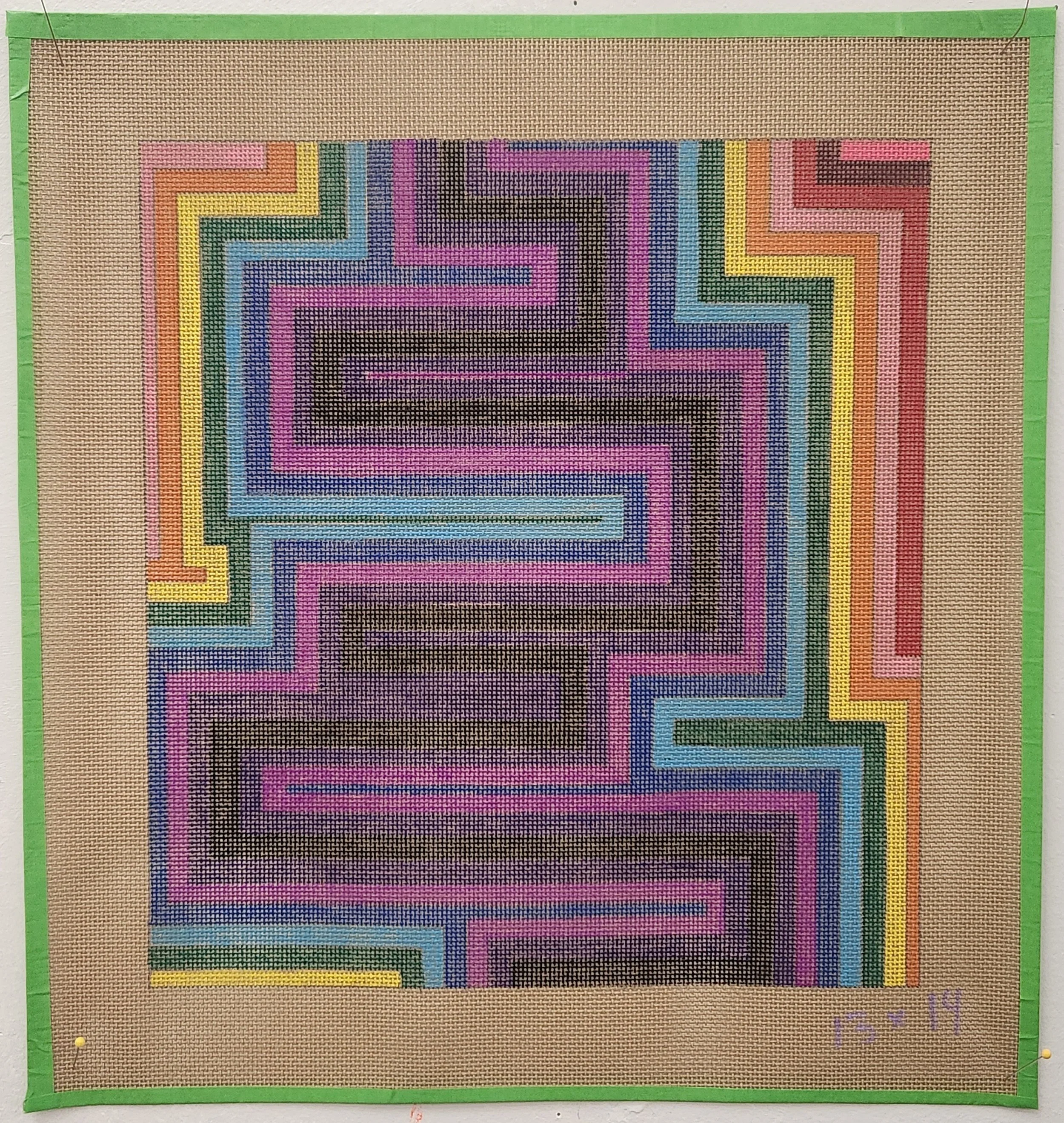 Rainbow Retro Maze Needlepoint Canvas